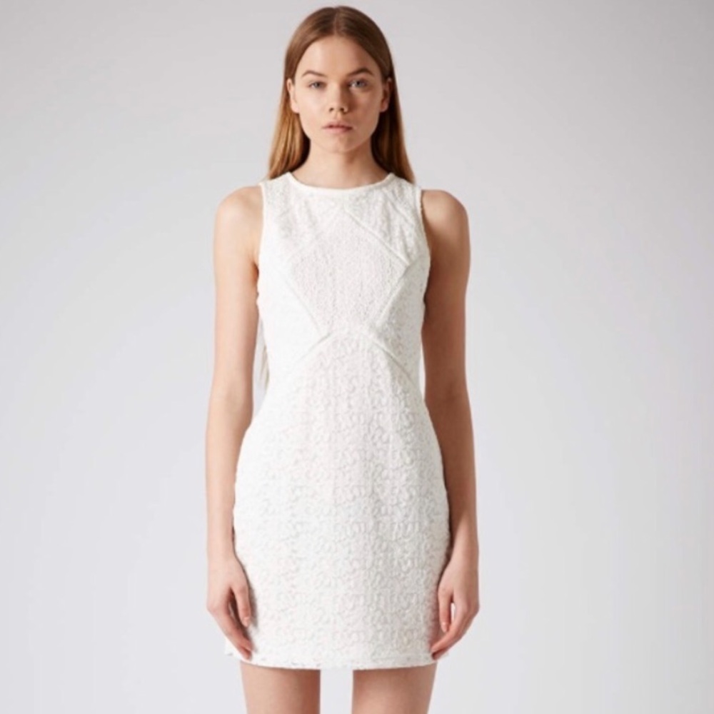 TOPSHOP lace white mini dress size 2